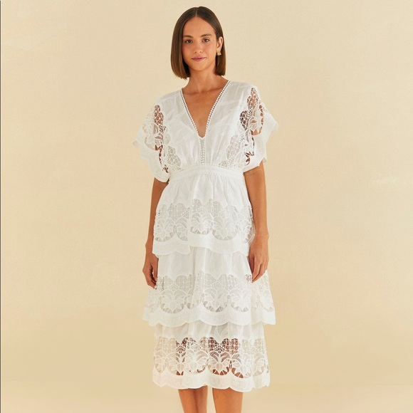 FARM Rio Dresses & Skirts - NWT FARM Rio | Off-White Richelieu Midi Dress | S